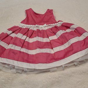 Children's Place - Pink & White Striped Dress with Crinoline - 0-3 Months